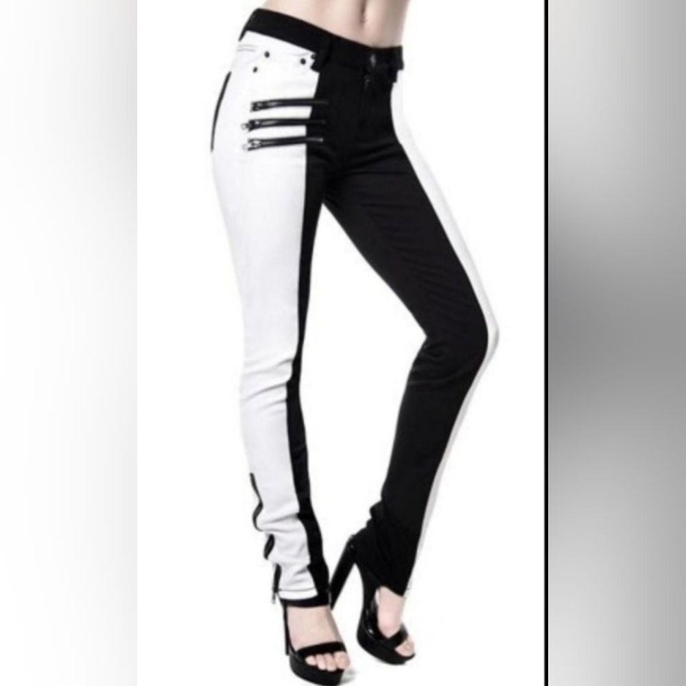 Killstar Monochrome Skinny Jeans with Zipper Detail